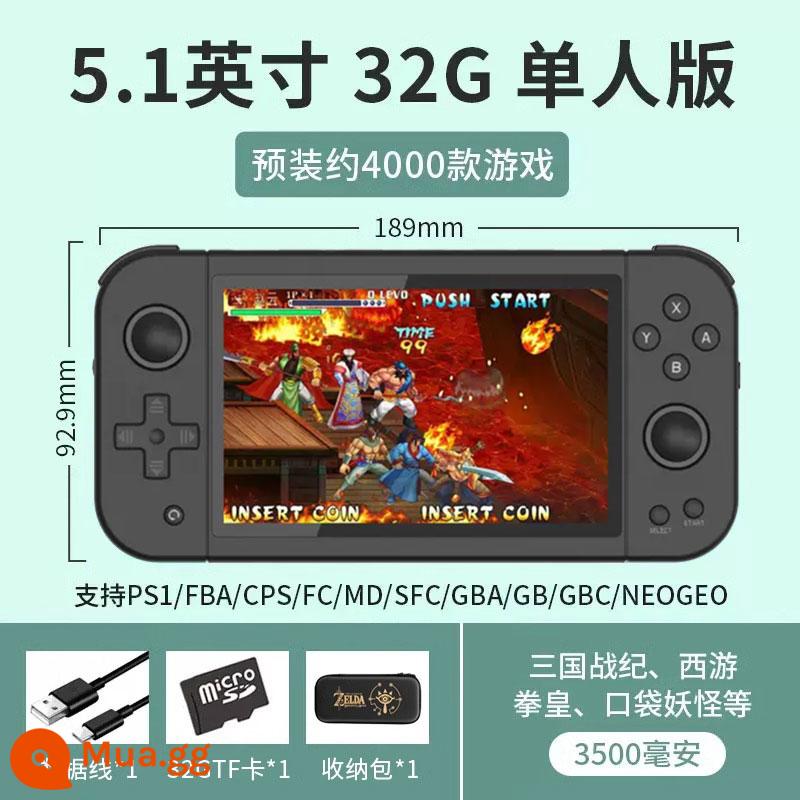 Máy chơi game PSP3000 cầm tay mới 2022 đôi cầm tay hoài cổ 5 inch IPS độ nét cao màn hình lớn cần điều khiển arcade FC thời thơ ấu cổ điển GBA cầm tay di động có TV cho bạn trai - Máy chơi đơn 5,1 inch màu đen 32G [khoảng 4000 trò chơi]