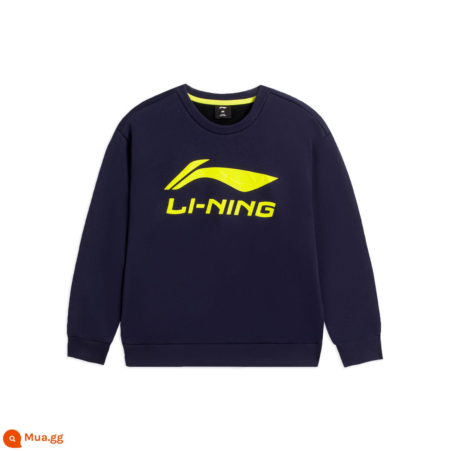 Quần áo trẻ em Li Ning giản dị áo loạt bóng rổ bé trai áo chui đầu dài tay cổ tròn rộng quần áo thể thao mùa đông trẻ em - Xanh navy đậm-11 (thường)