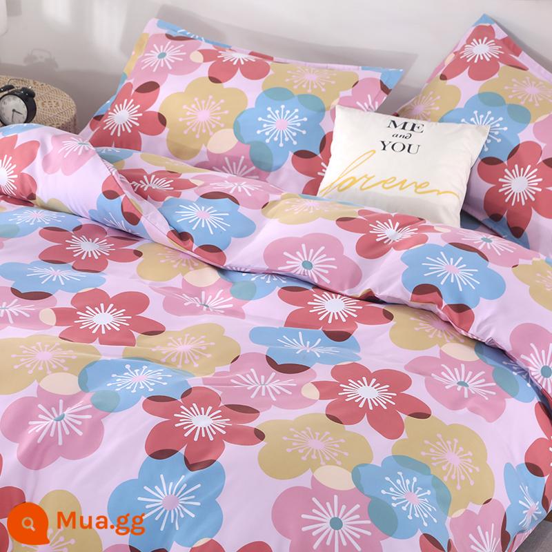 Cotton nguyên chất bốn mảnh 100 cotton chăn ga trải giường 4 ba mảnh ký túc xá sinh viên ga trải giường dày chăn ga gối mùa hè bốn mùa - Tiếng hoa bắt đầu trong trẻo