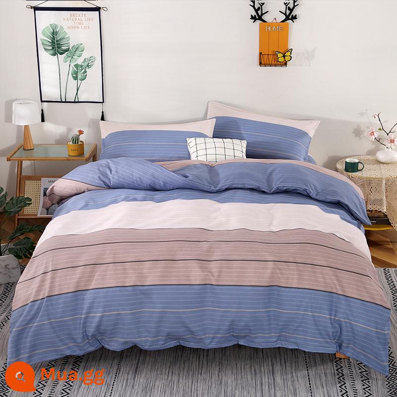 Cotton nguyên chất bốn mảnh 100 cotton chăn ga trải giường 4 ba mảnh ký túc xá sinh viên ga trải giường dày chăn ga gối mùa hè bốn mùa - Tỉnh táo và sang trọng