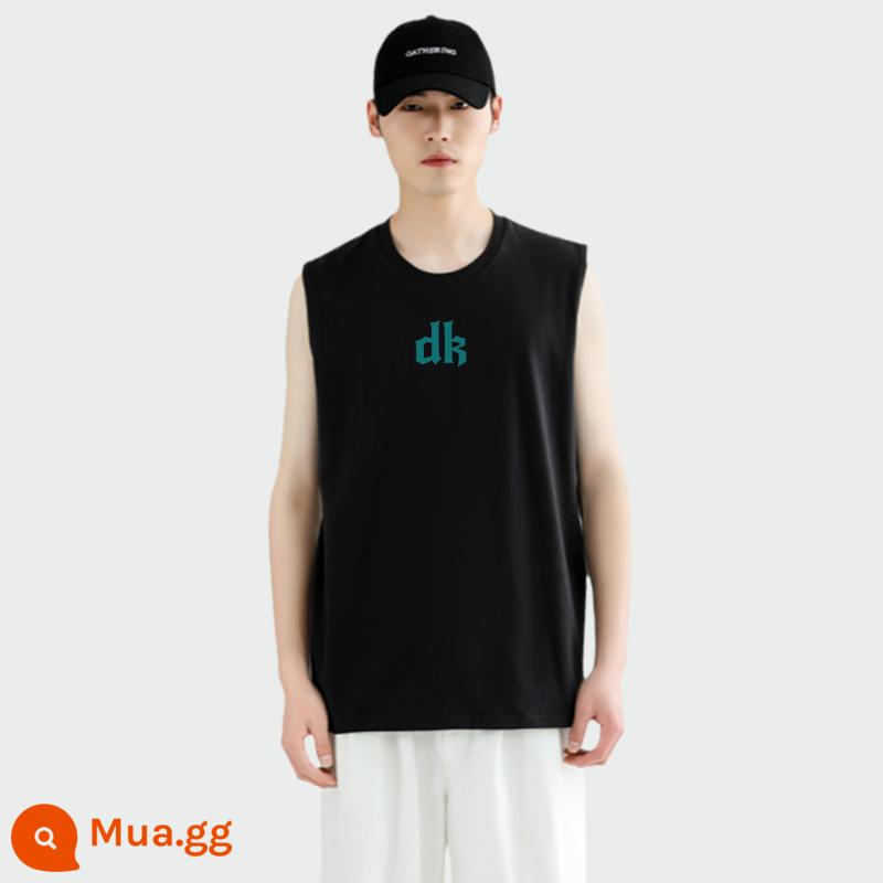 Triều Thương Hiệu Áo Thun Nam Không Tay Áo Cotton Trắng Áo Vest Nam Sinh Viên Mùa Hè Bóng Rổ Quần Áo - Đen xanh DK 1 chiếc áo thun không tay