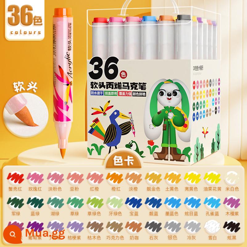 Qingzhu Trẻ em Acrylic Mac Pen Đầu mềm Học sinh Không thấm nước Màu sắc có thể xếp chồng lên nhau Không thấm nước Không độc hại Có thể giặt được Nhanh khô Màu trắng Cọ vẽ tranh Vẽ tay Graffiti DIY 12 màu 24 màu Bút màu nước - Đầu mềm 36 màu [lượng mực gấp đôi, không cần nhấn] đi kèm túi xách tay