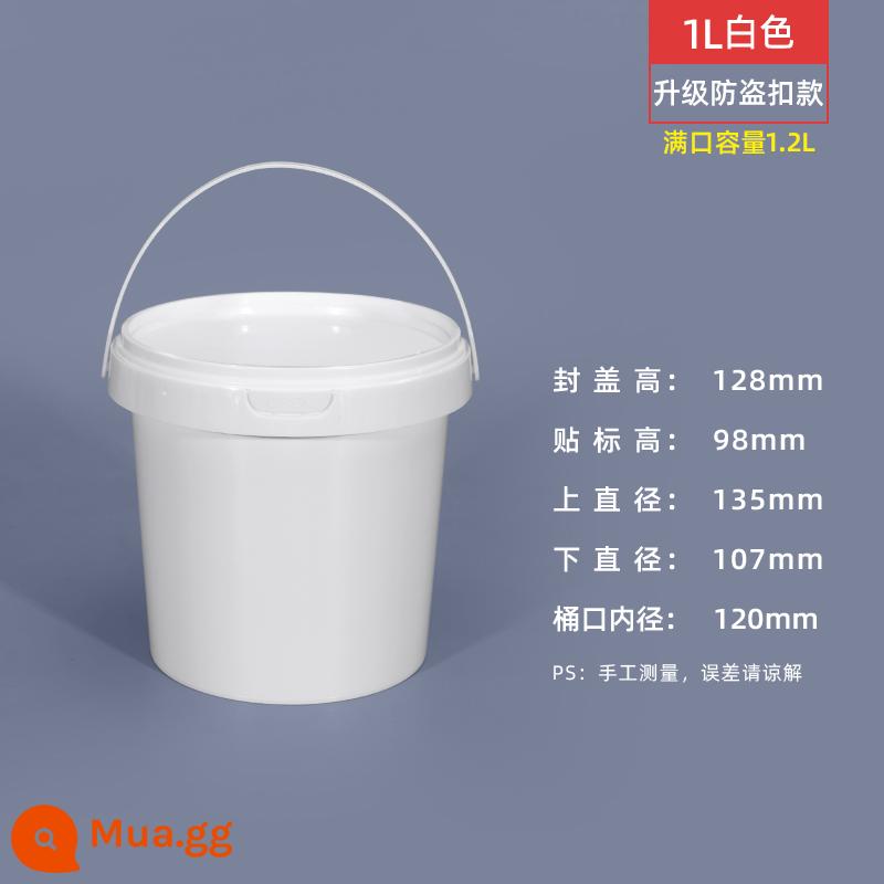 Xô nhựa đựng thực phẩm có nắp kín Xô nhỏ đổ keo trắng dày siêu bền 5/20/25L lít 10 kg - 1L màu trắng - mẫu nâng cấp (dung tích toàn miệng 1,2L) × 2 miếng