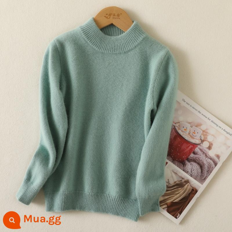 Mùa thu đông trẻ em áo len cashmere cao cổ quần áo bé gái áo len bé trai áo chui đầu cho bé áo len dày dặn tùy chỉnh - Áo cổ lọ nửa xanh đậu