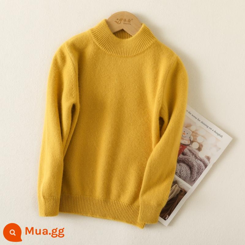 Mùa thu đông trẻ em áo len cashmere cao cổ quần áo bé gái áo len bé trai áo chui đầu cho bé áo len dày dặn tùy chỉnh - Áo cổ lọ màu vàng mùa thu