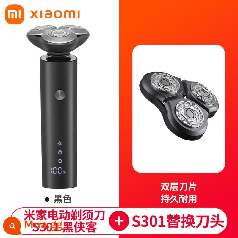 Dao cạo râu điện Xiaomi Mijia S100 hai đầu dành cho nam giới, dao cạo toàn thân có thể giặt được, có thể sạc lại, dao cạo râu di động - Máy cạo râu điện Mijia S301 Black Knight + S301 Original Blade Ordinary Express