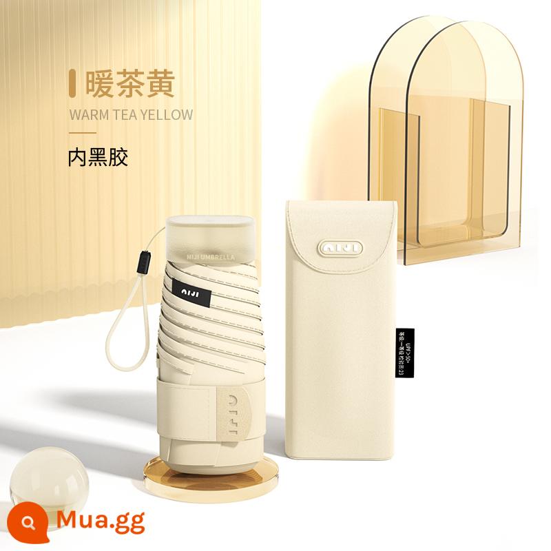 Dù che nắng chống nắng siêu bền dù chống tia UV nữ nắng mưa kép công dụng gấp gọn mini cầm tay - Trà ấm màu vàng [Chống nắng phẳng và nhẹ]