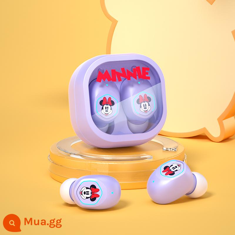 Tai nghe Disney Bluetooth in-ear giảm ồn không dây thể thao thời lượng pin siêu dài thích hợp cho Apple Huawei new - Minnie-tím nhạt [có thể kết nối với Bluetooth + sạc Type-C + Bluetooth 5.2 = Chất lượng âm thanh HiFi]