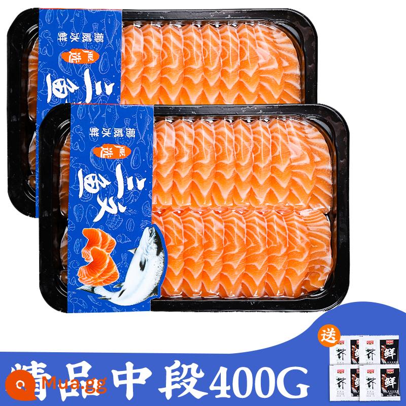 Cá hồi sashimi tươi miễn phí vận chuyển Nauy nhập khẩu khúc giữa đông lạnh sashimi ăn liền đĩa bụng cá hồi - [Phần giữa cá hồi đông lạnh 400g]