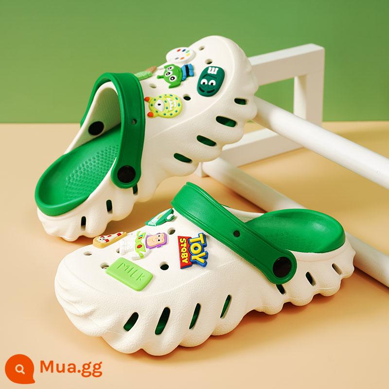 abckids giày xỏ lỗ trẻ em bé trai dép xăng đan mùa hè chống trượt trẻ em trung và lớn bé trai đi giày đi biển - Trắng và xanh lục (Buzz Lightyear)