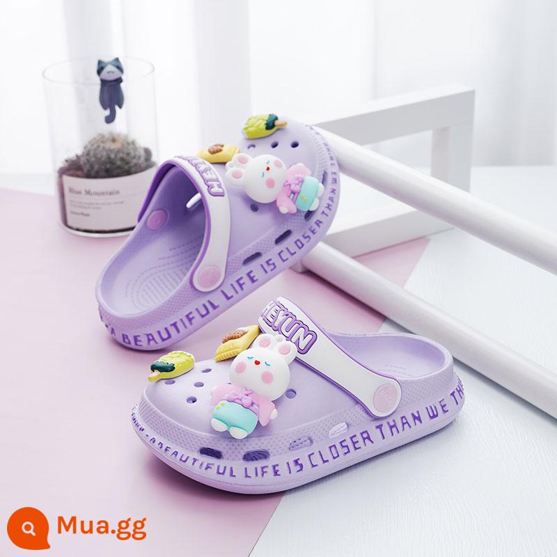 Giày có lỗ cho trẻ em abckids mùa hè cho bé gái đế mềm chống trượt Xăng đan dễ thương và dép đi trong nhà giày trẻ em giày đi biển cho bé - Tím - Hoa Hôn Thỏ