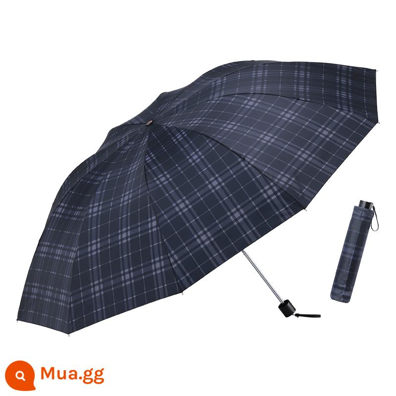 Paradise Umbrella Authentic Monopoly Ô ba gấp Ô gấp cổ điển dành cho nam và nữ Ô nắng 339s Xương thép Ô kẻ sọc cổ điển - Xám, xanh và đen, khung lớn có mười xương