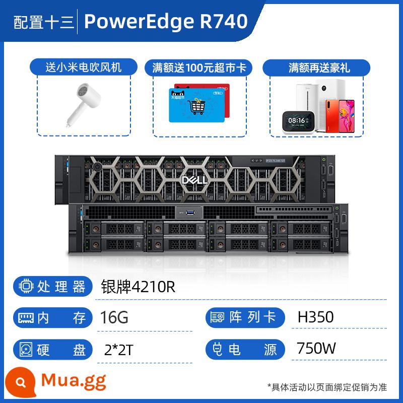 Giá đỡ máy chủ Dell Dell Poweredge R740/R750XS/R750 Máy chủ ảo hóa GPU chia sẻ tệp cơ sở dữ liệu bo mạch chủ học sâu siêu vi IPFS/CHIA - Cấu hình 13: R740: Bạc 4210R/16G/2*2T Cấp doanh nghiệp/750W/H350