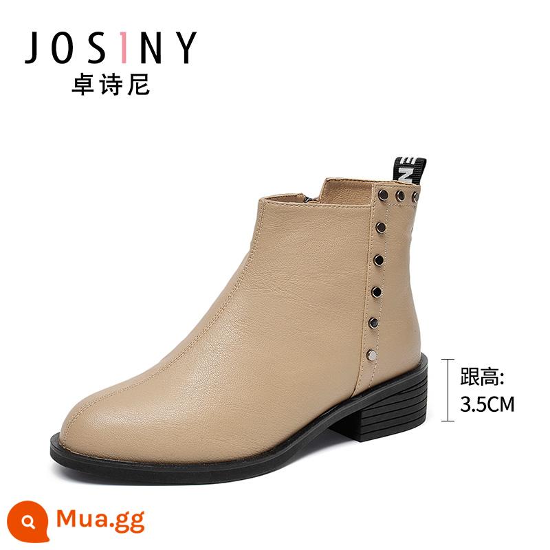 Zhuo Shini Autumn and Winter New Women's Giày Giày ngắn Giày ngắn Boots Round Head Found Side Zipper Fashion and Leisure Hàn Quốc Phiên bản - 19691012521 Lớp lót nhung mỏng