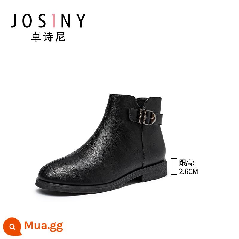 Zhuo Shini Autumn and Winter New Women's Giày Giày ngắn Giày ngắn Boots Round Head Found Side Zipper Fashion and Leisure Hàn Quốc Phiên bản - 14601852501 Lớp lót nhung mỏng