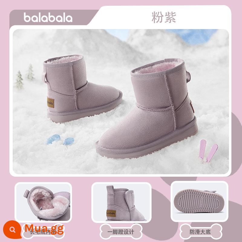 Giày trẻ em Balabala Girl Boots Boot - [Ống cao-nhung dài 10mm] hồng tím (21-25 Velcro 26-40 kick) 208422141210