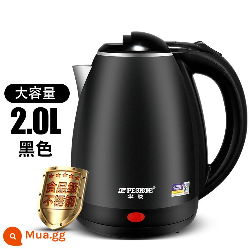 Bán Cầu Điện Hộ Gia Đình 2.5L Dung Tích Lớn Thép Không Gỉ 304 Ấm Siêu Tốc Tự Động Ngắt Điện Cách Nhiệt Nhanh Ấm Siêu Tốc - Cấu hình tiêu chuẩn quốc gia màu đen 2.0L [kiểu chống bỏng]