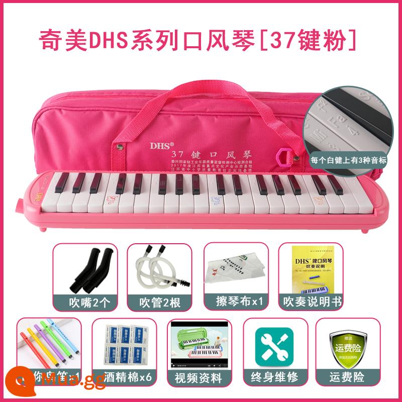 Chimei DHS melodica 37 phím 32 phím học sinh tiểu học biểu diễn chuyên nghiệp trình độ mới bắt đầu thổi nhạc cụ hơi trẻ nhỏ - [Cấu hình cao] Hồng 37 phím + ống ngậm dự phòng + giáo cụ + sáo chim + bông cồn