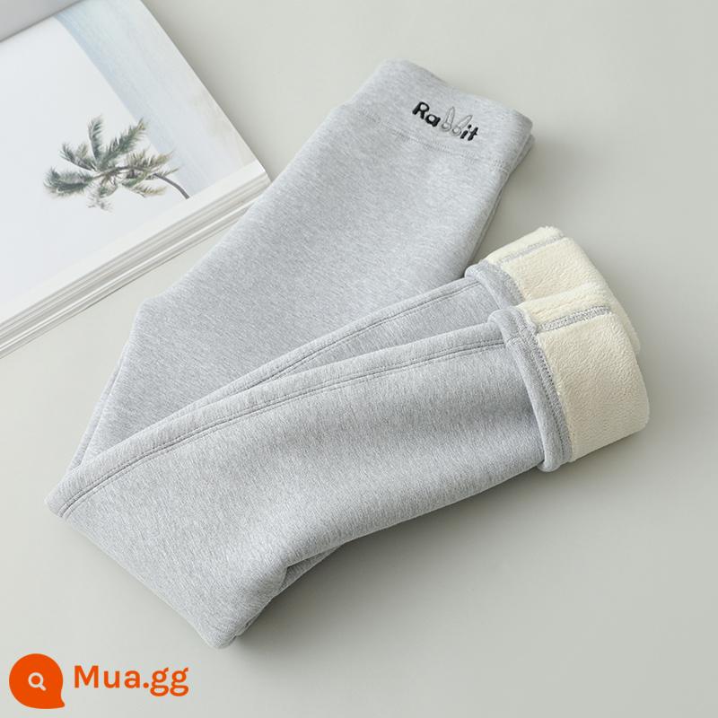 2023 mới thu đông bé gái quần bên trong bằng vải cotton nguyên chất cộng với quần một mảnh dày nhung cho bé mặc quần cotton ấm áp kiểu phương Tây - Cashmere sang trọng màu xám nhạt