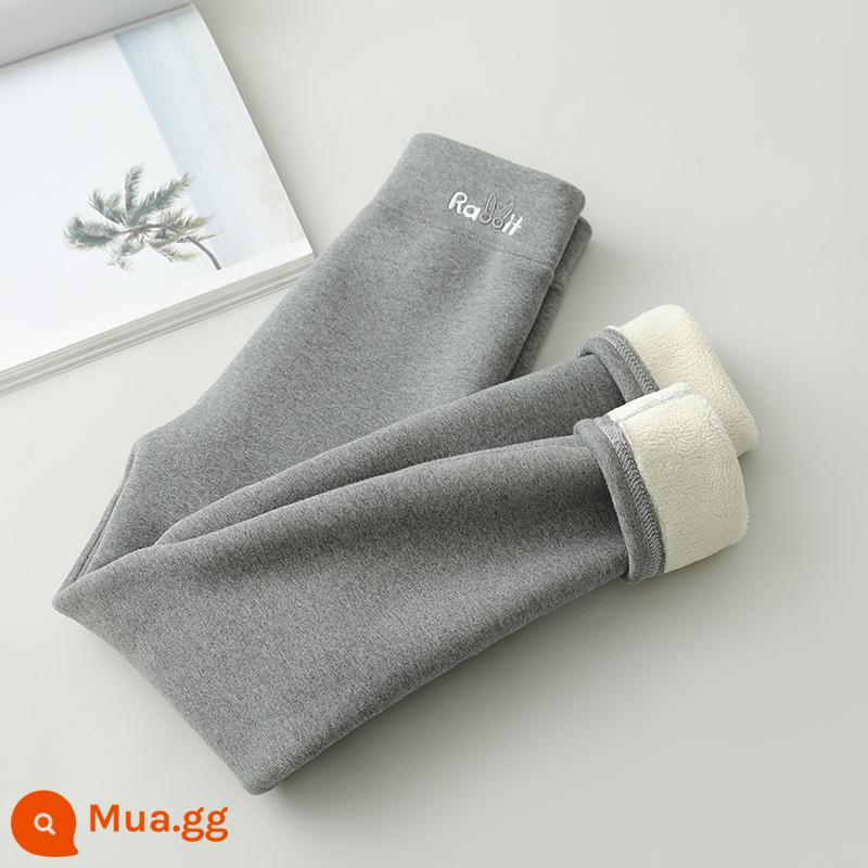 2023 mới thu đông bé gái quần bên trong bằng vải cotton nguyên chất cộng với quần một mảnh dày nhung cho bé mặc quần cotton ấm áp kiểu phương Tây - Xám vừa - cashmere cộng với cashmere