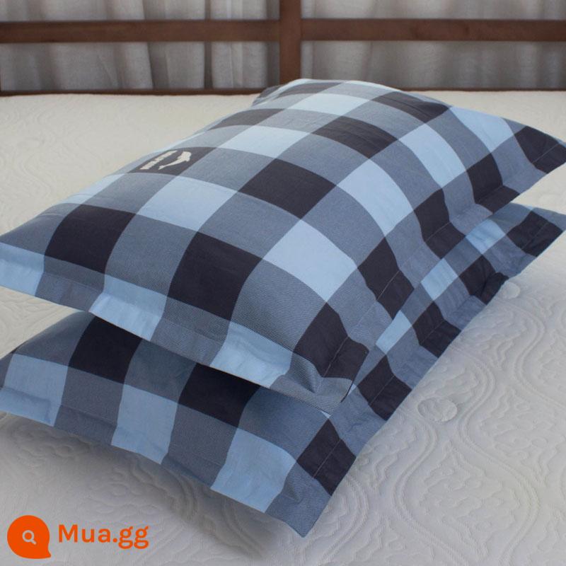 Một cặp vỏ gối cotton nguyên chất 100% cotton dày người lớn kích thước lớn 50X80 trẻ em vỏ gối nhỏ 48X74 - Cặp vỏ gối vuông trẻ trung màu bạc