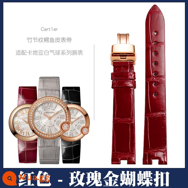 Thay Thế Cartier Trắng Bóng Series Dây Da Cá Sấu Nữ Đỉnh Cao Granny Xám Màu Trà Sữa Đặc Biệt 16 Mm - Màu đỏ (khóa bướm vàng hồng)