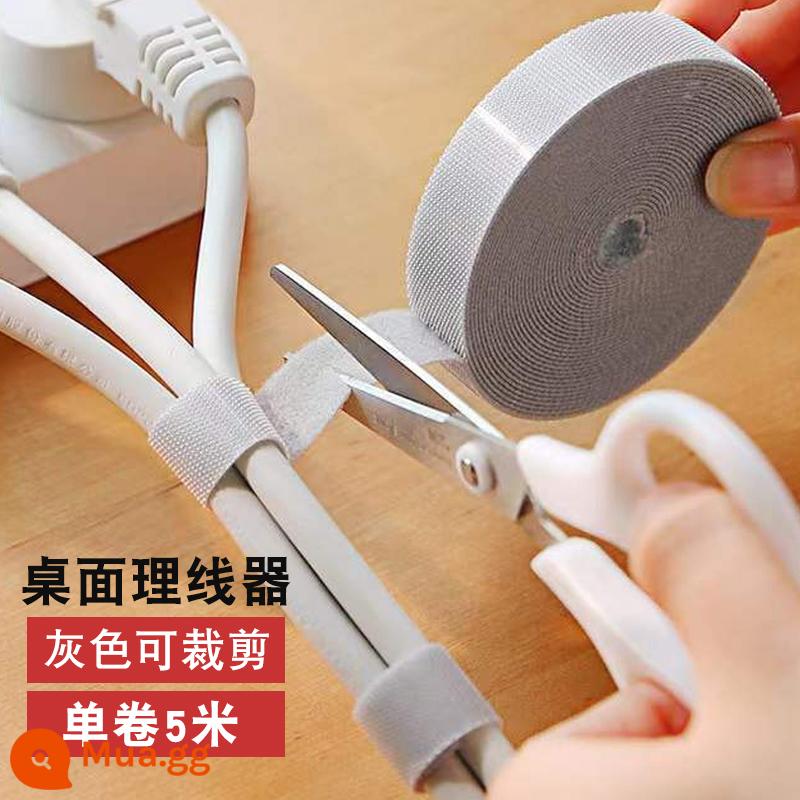 Hiện vật lưu trữ dòng dữ liệu Velcro dây buộc cáp tổ chức khai thác máy tính với định tuyến dây máy tính để bàn dây đeo cố định - Màu xám [5 mét] có thể cắt được