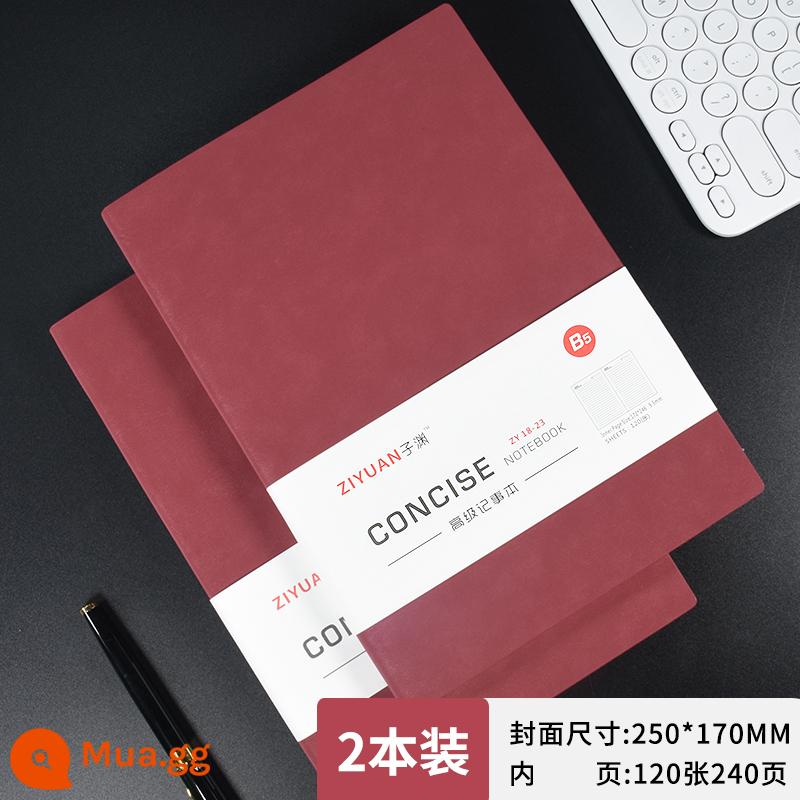 Máy tính xách tay bằng da Sheeppa Máy tính xách tay A5 có thể được tùy chỉnh dày notepad kinh doanh da màu đen máy tính xách tay làm việc văn phòng nhật ký đơn giản logo xách tay kèn ins máy tính xách tay nhỏ retro ghi lại - B5 rượu vang đỏ 240 trang-2 cuốn