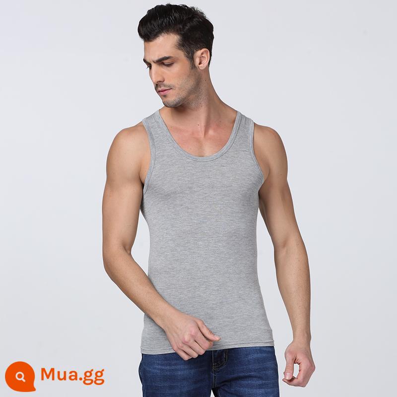 Cotton nguyên chất áo vest nam mùa hè vượt chướng ngại vật thể thao mặc bên trong xuân thu đáy tập thể dục không tay cotton trắng ông già áo - Mảnh đơn màu xám