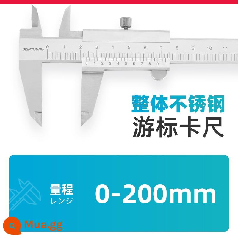 Thước cặp Vernier Caliper thép không gỉ độ chính xác cao dầu cấp công nghiệp tiêu chuẩn đường kính trong độ sâu hộ gia đình nhỏ 150 200 300mm - [Thép không gỉ tổng thể kín] 0-200mm