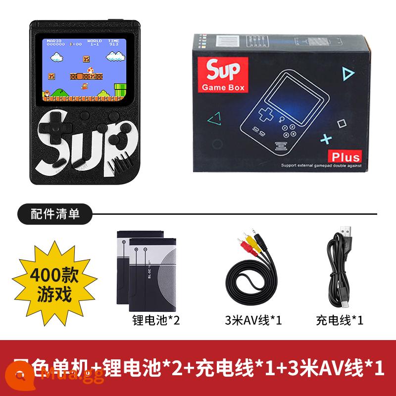 Máy chơi game cầm tay sup mới cầm tay hoài cổ retro cổ điển dành cho trẻ em Máy chơi game Tetris mini cầm tay psp đôi cùng phong cách Mario 2023 kết nối với TV hệ thống màn hình lớn - Nhân đôi niềm vui - một người chơi màu đen [400 trò chơi + cáp AV 3m + 2 pin]