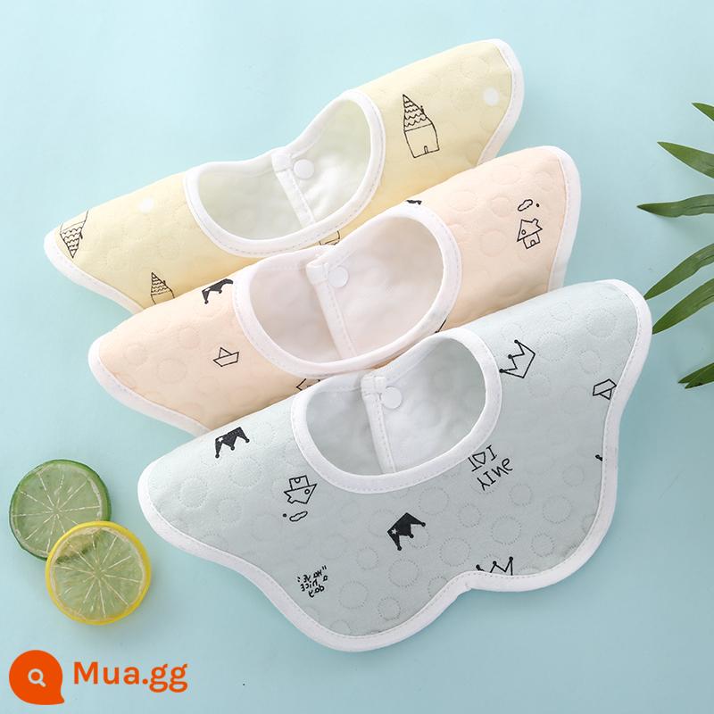 Bé sơ sinh cotton nguyên chất sơ sinh yếm có yếm không thấm nước khạc miếng khăn yếm ăn yếm nam nữ khăn nước bọt cho bé - Mẫu chống nước xanh đậm + kaki + vàng [3 gói]