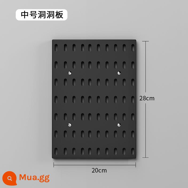 Lỗ-miễn phí bảng lỗ tường đa chức năng lưu trữ kệ nhà bếp gia vị giá nhà tắm giá treo tường hộ gia đình dao chủ - Kích thước trung bình: 20 cm * 28 cm màu đen