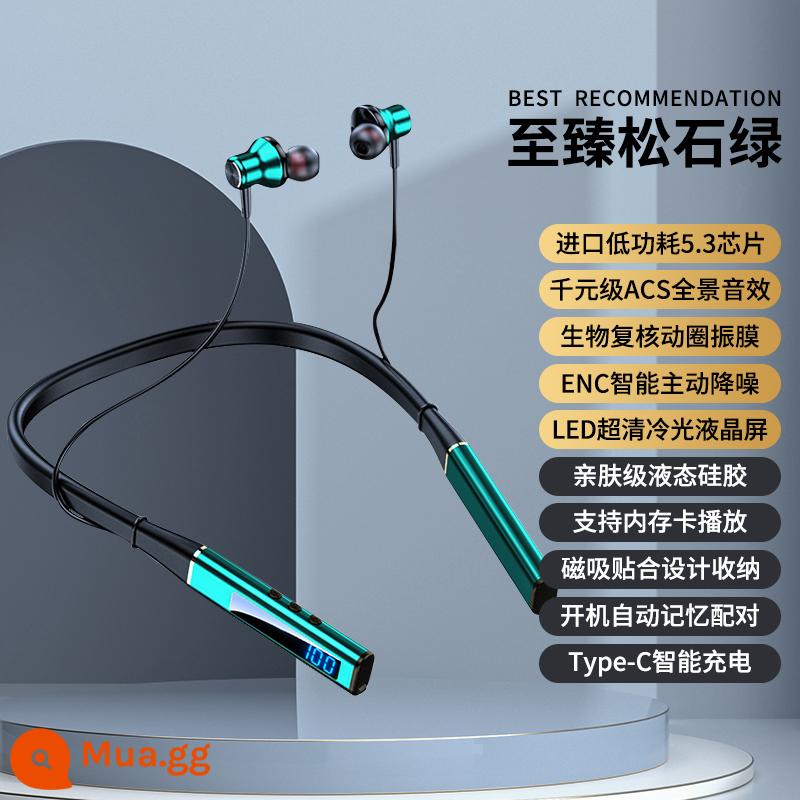 Tai nghe bluetooth đeo cổ không dây thể thao nam nữ new 2023 thời lượng pin siêu khủng và pin lớn đeo lâu không đau tai - Phiên bản cuối cùng | Xanh ngọc lam ✨Chip công suất thấp nhập khẩu + màng loa composite polymer sinh học + Hiệu ứng âm thanh toàn cảnh ACS + Giảm tiếng ồn chủ động thông minh ENC