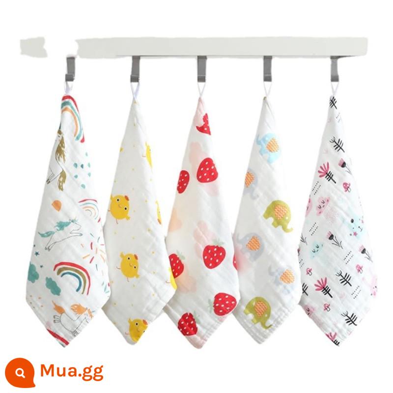 Khăn mặt cho bé đồ sơ sinh khăn gạc vuông nhỏ khăn cotton thấm nước bọt siêu mềm cho bé - Khăn quàng vuông mật độ cao [Ba gói] cho bé trai