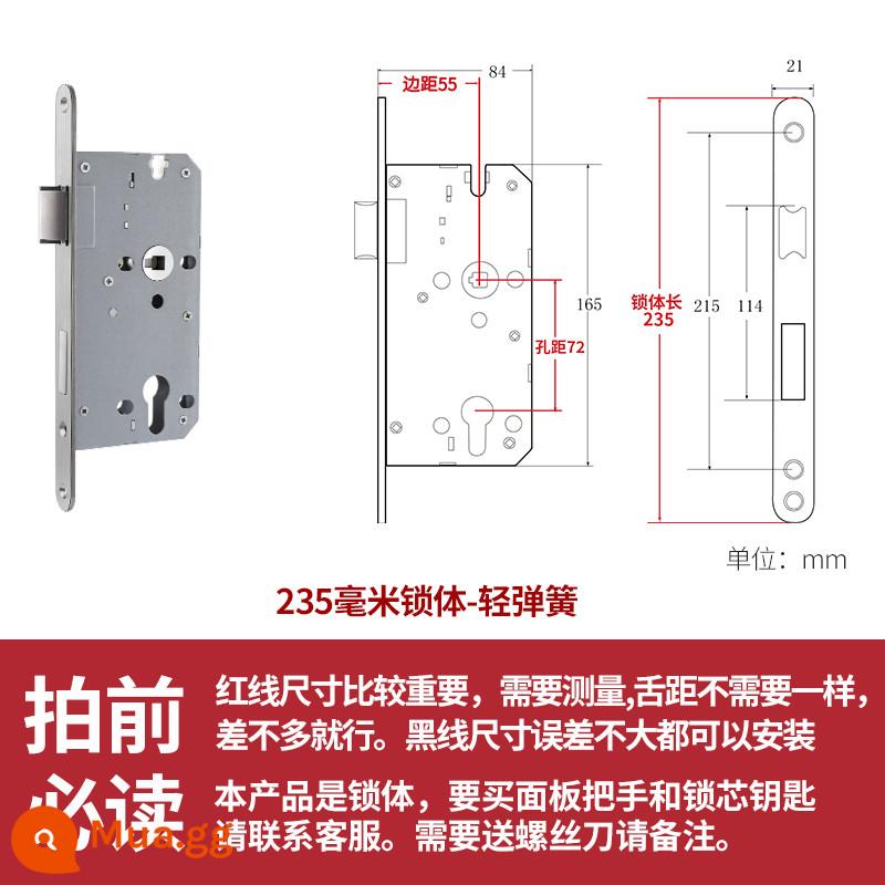 Thép không gỉ thân khóa lõi khóa trong nhà phòng ngủ chốt cửa khóa cửa gỗ đa năng cửa phòng bộ khóa phòng hộ gia đình tắt tiếng - 235 ánh sáng mùa xuân