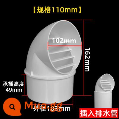 Mũ thoáng khí PVC chống mưa nắp 110 160 mái tường bên ngoài phạm vi mui xe xả bóng thông gió bìa cửa thoát khí 75 lỗ thông hơi - 110 nắp thông gió tích hợp