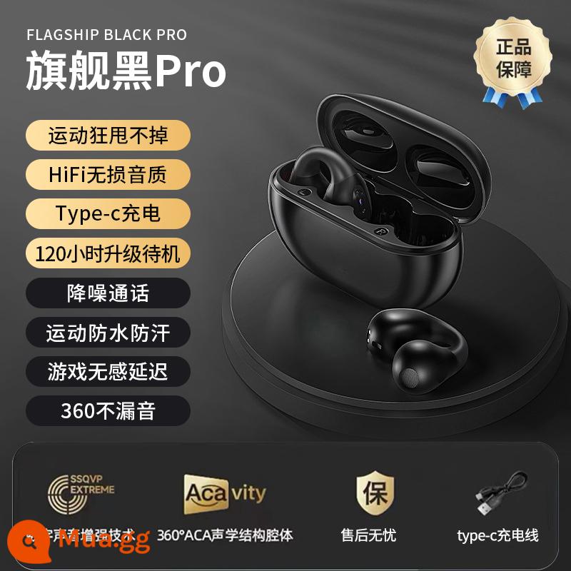 Tai nghe bluetooth dẫn xương không chui vào tai dạng móc tai clip pin siêu dài thể thao chạy true wireless 2023 new - [Flagship Black Pro] Chất lượng âm thanh HiFi không bị méo tiếng + cuộc gọi giảm tiếng ồn