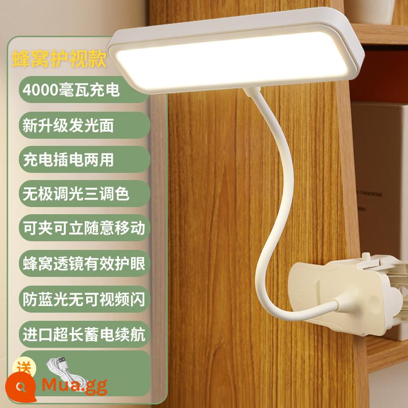 Kẹp nhỏ đèn bàn nghiên cứu đặc biệt ký túc xá sinh viên trẻ em led bảo vệ mắt bàn đọc sách sạc phòng ngủ đèn ngủ - Bề mặt phát sáng được nâng cấp [4000 mW/có thể sạc lại và ổ cắm] điều chỉnh độ sáng vô cấp Điều chỉnh màu 3 cấp độ + cáp miễn phí