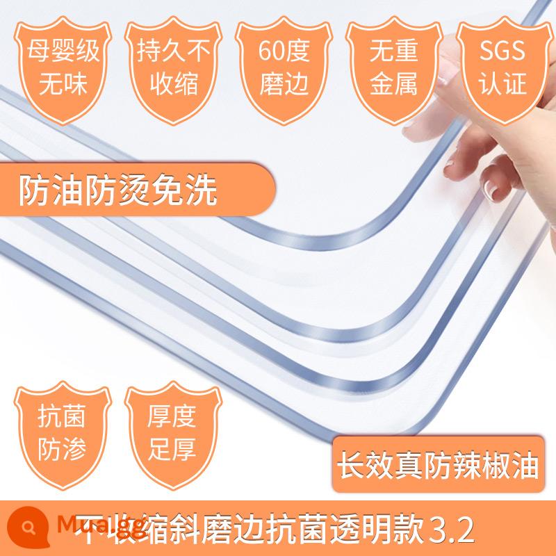 Nguyên Chất Trong Suốt Bàn Thảm Kính Mềm Khăn Trải Bàn Nhựa PVC Dầu Chống Thấm Nước Rửa Chống Bỏng Bàn Thảm Bàn Thảm tấm Pha Lê - Model trong suốt kháng khuẩn vát cạnh không co ngót 3.2