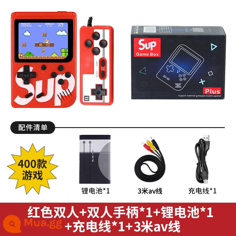 Máy chơi game cầm tay sup mới cầm tay hoài cổ retro cổ điển dành cho trẻ em Máy chơi game Tetris mini cầm tay psp đôi cùng phong cách Mario 2023 kết nối với TV hệ thống màn hình lớn - Phiên bản đôi màu đỏ [400 game + cáp AV 3m + tay cầm]