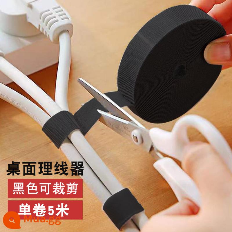 Hiện vật lưu trữ dòng dữ liệu Velcro dây buộc cáp tổ chức khai thác máy tính với định tuyến dây máy tính để bàn dây đeo cố định - Đen [5 mét] có thể cắt được