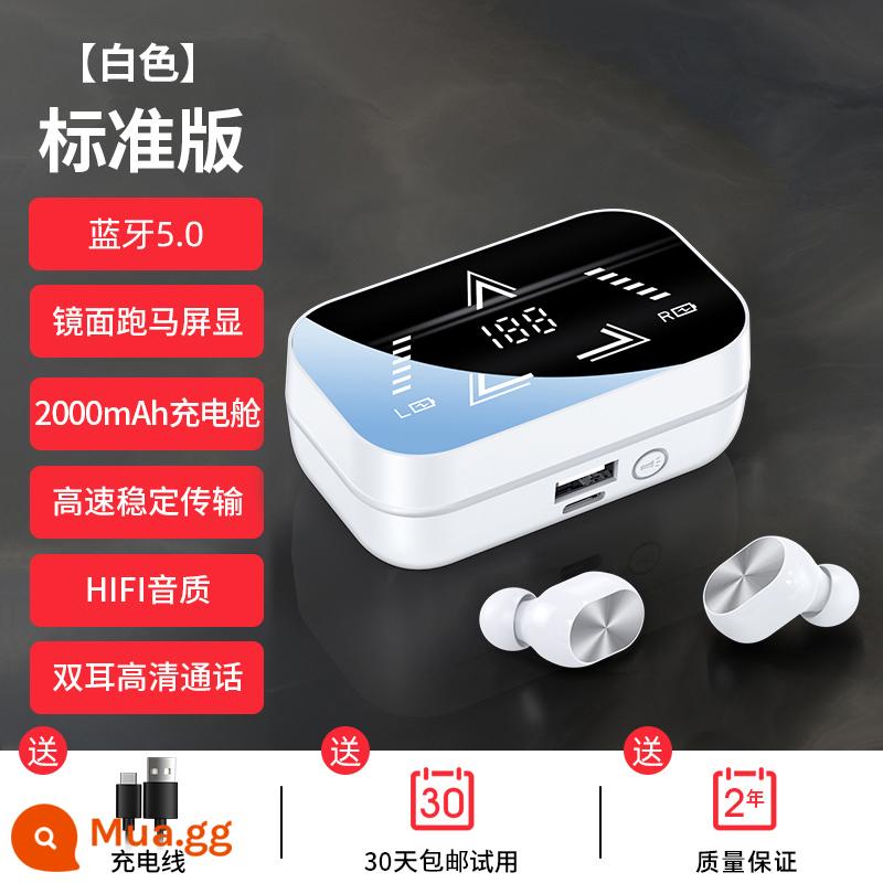 Tai nghe bluetooth không dây thực sự 2023 thời lượng pin siêu dài mới ở chế độ chờ trong tai giảm tiếng ồn chuyển động hai tai có giá trị cao - Flagship White [Màn hình kỹ thuật số LED ◆ Chip Bluetooth 5.2 ◆ Giảm tiếng ồn cuộc gọi]