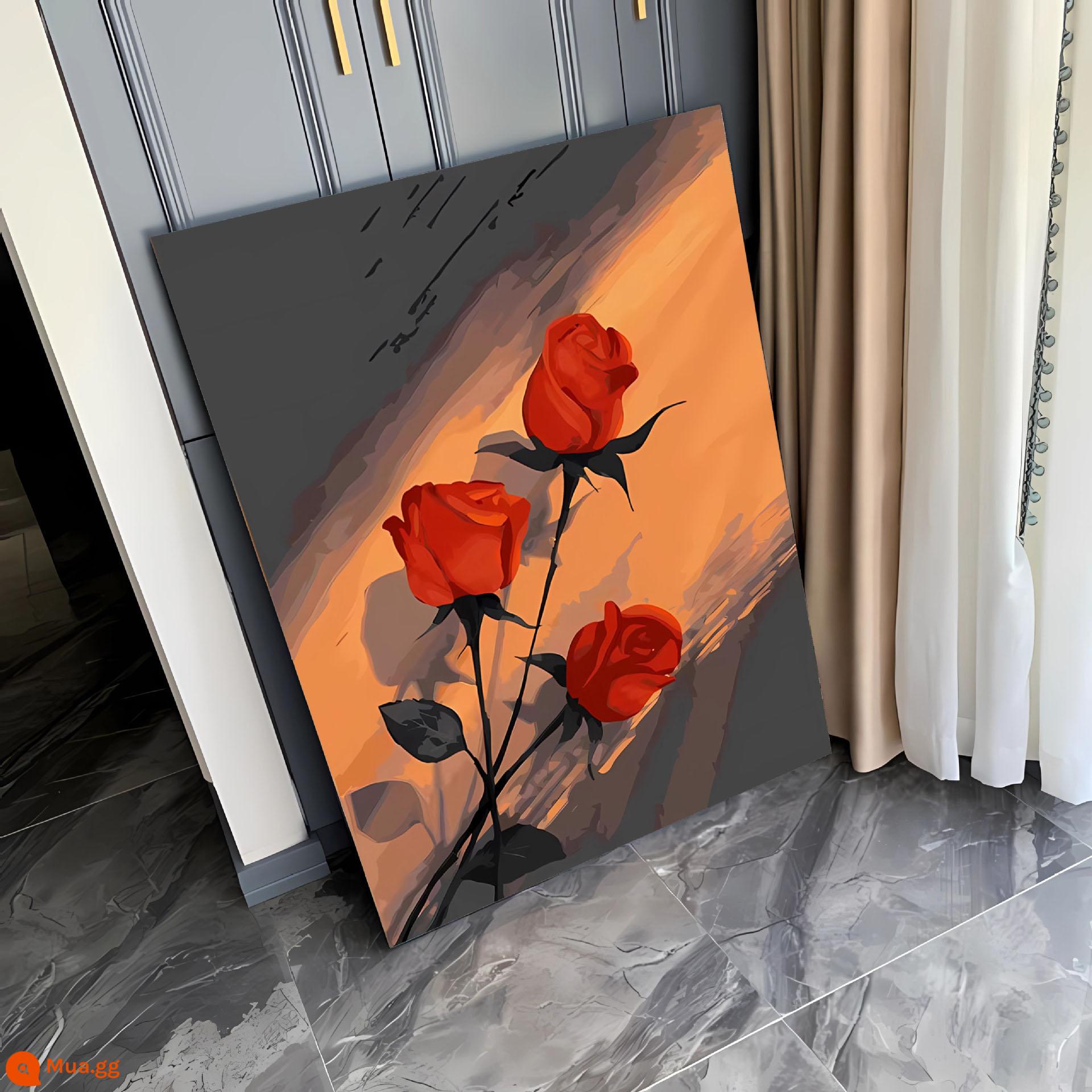 Làm bằng tay tự làm sơn dầu kỹ thuật số tulip acrylic sơn làm đầy màu sơn dầu kết cấu bức tranh vẽ tay món quà sinh nhật - Hoa hồng nở A508