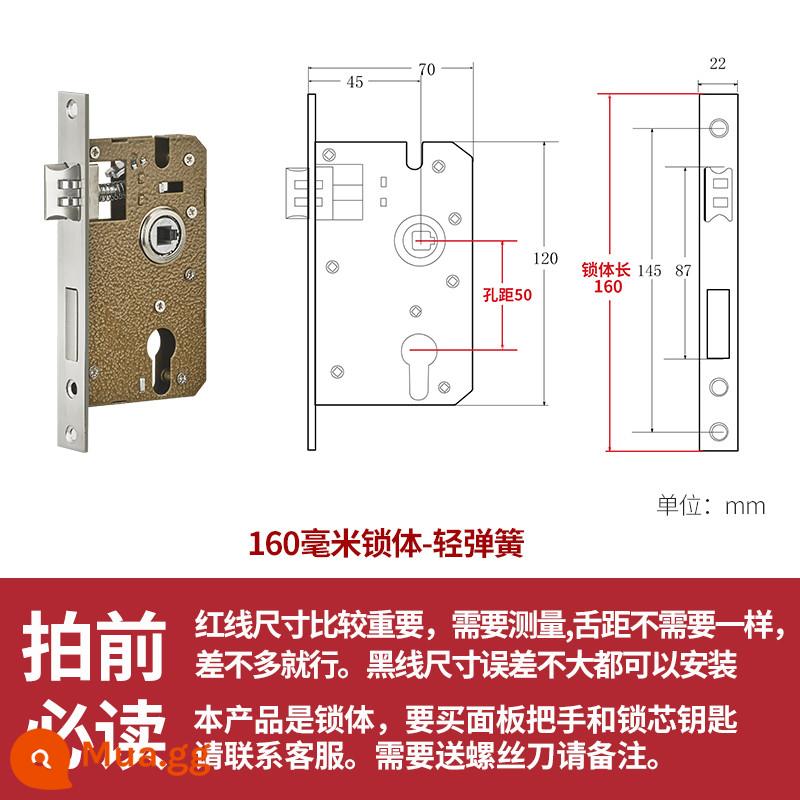 Thép không gỉ thân khóa lõi khóa trong nhà phòng ngủ chốt cửa khóa cửa gỗ đa năng cửa phòng bộ khóa phòng hộ gia đình tắt tiếng - 160 ánh sáng mùa xuân