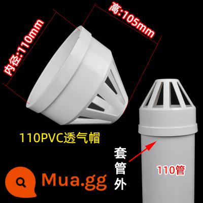 Mũ thoáng khí PVC chống mưa nắp 110 160 mái tường bên ngoài phạm vi mui xe xả bóng thông gió bìa cửa thoát khí 75 lỗ thông hơi - Mũ thoáng khí 110mm