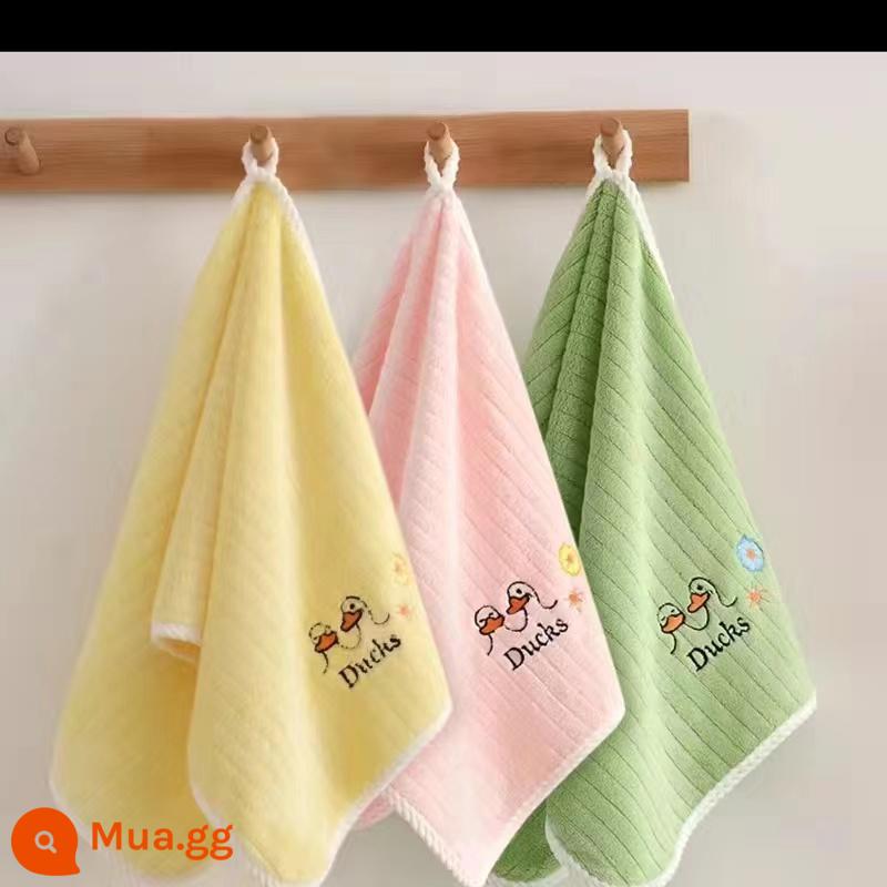 Khăn tắm trẻ em, nam nữ, tắm em bé, nhung san hô, mềm mại và thấm hút tốt hơn cotton nguyên chất, khăn lớn gia dụng người lớn - Vịt Happy (3 gói) vàng+hồng+xanh