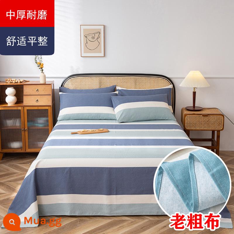 Ga Giường Cotton Đơn Mảnh Mùa Hè Dày Cũ Vải Thô Bộ 3 100 Cotton Linen Chần Gòn Đơn Ký Túc Xá Sinh Viên Thảm - Bông nguyên chất dày--niềm vui