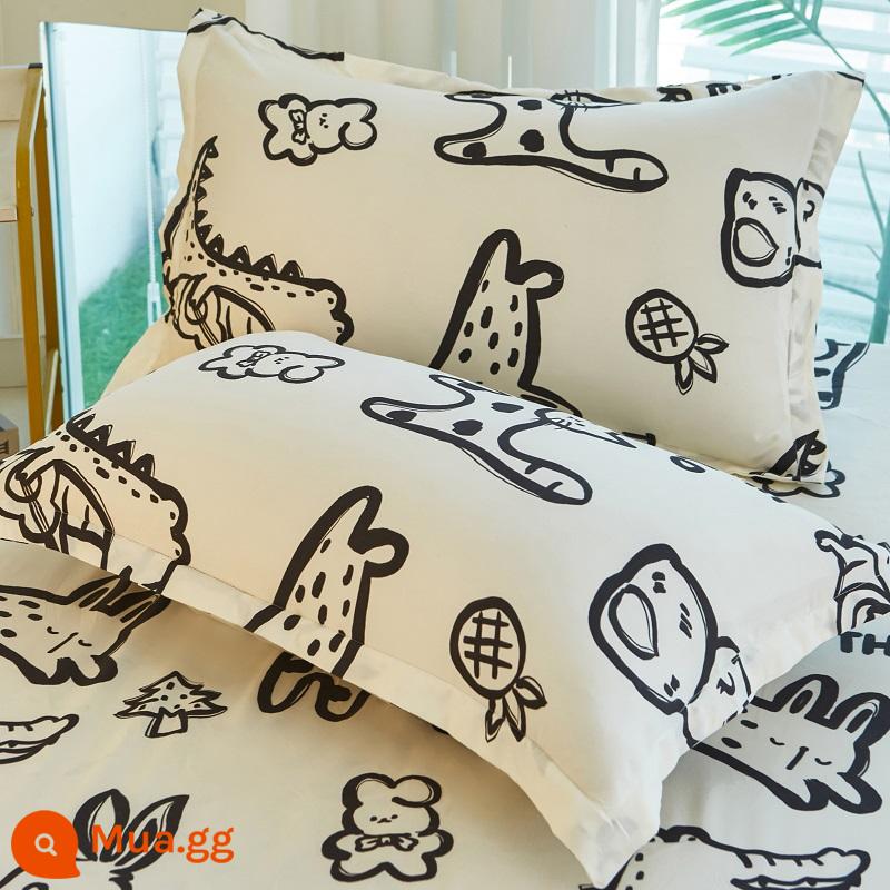 Vỏ gối cotton đã giặt sạch một cặp vỏ gối đơn 48cmx74cm ký túc xá sinh viên lõi gối trẻ em chuyên dụng cả đầu - H thiên đường graffiti