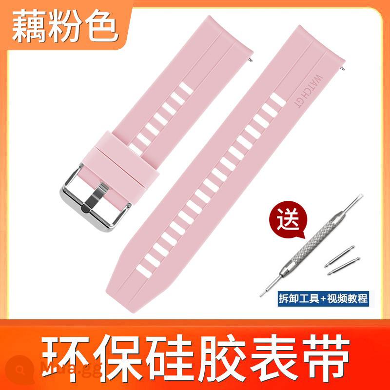 Đa năng dây đeo đồng hồ thể thao bằng cao su silicone 20/22mm dành cho nam và nữ phụ kiện thay thế chính hãng dành cho nam và nữ - Củ sen hồng [khóa bạc]